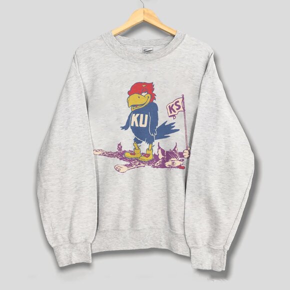 Vintage Kansas Jayhawks KU Jayhawks Sweatshirt, Retro University of Kansas Shirt - Picture 1 of 2